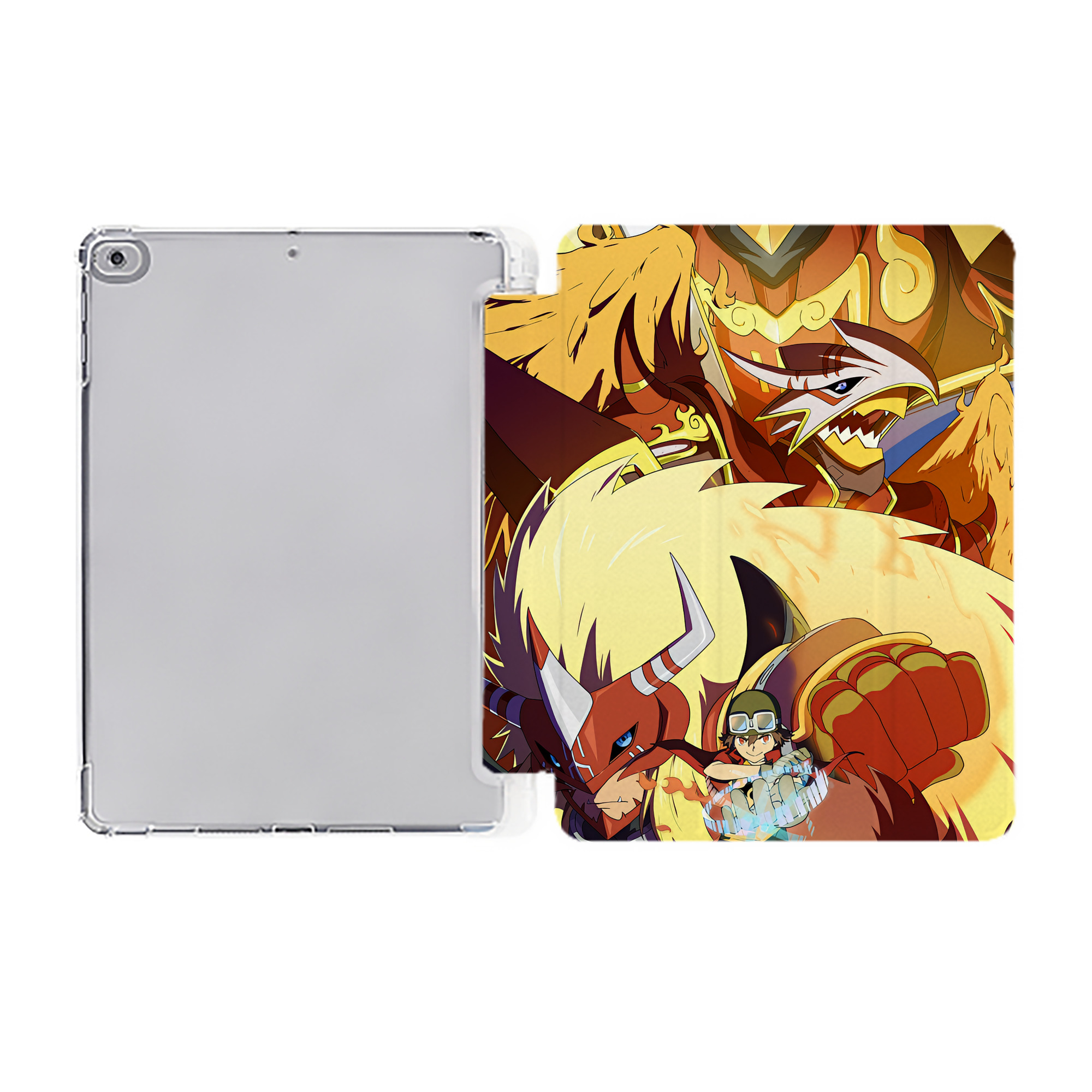 （画像用） Digimon デジタルモンスター/デジモン IPad ケース ペン収納付き 三つ折りスタンド PUレザー×シリコン 対応機種9.5/10.5/10.9インチ